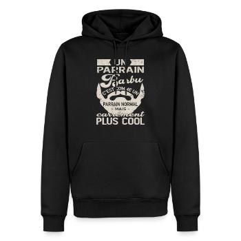 Un parrain barbu c'est comme un parrain normal - Sweat à capuche Premium bio Homme - noir - Devant - Nico (187cm)