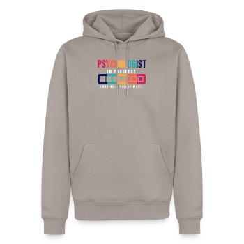 psychologist - Men’s Premium Organic Hoodie - taupe - Front - Nico (187cm)
