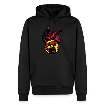 Volleyball Wasserball Cartoon Gesicht Flamme - Männer Premium Bio Hoodie - Schwarz - Vorne - Nico (187cm)