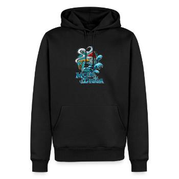 Moin Digga Möwe Lustiger Spruch Anker Nordsee - Männer Premium Bio Hoodie - Schwarz - Vorne - Nico (187cm)