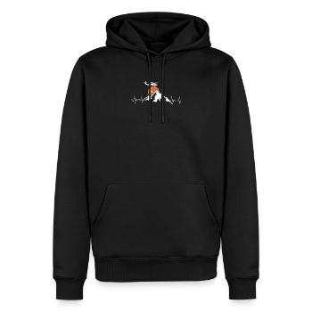 Bergrettung Herzschlag EKG Helikopter - Männer Premium Bio Hoodie - Schwarz - Vorne - Nico (187cm)