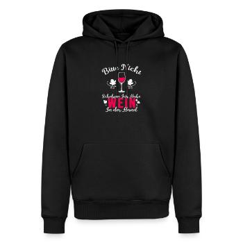 Bitte Nicht Schubsen Ich Habe Wein In Der Hand - Männer Premium Bio Hoodie - Schwarz - Vorne - Nico (187cm)