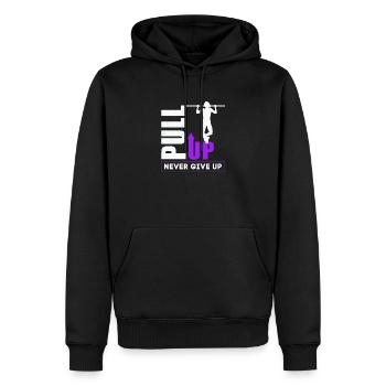Pull Up Never Give Up Frauen Calisthenics - Männer Premium Bio Hoodie - Schwarz - Vorne - Nico (187cm)