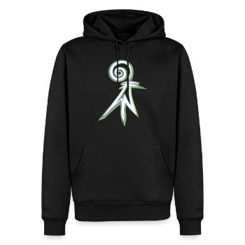 baslerstab Basel - Männer Premium Bio Hoodie - Schwarz - Vorne - Nico (187cm)