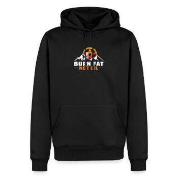 Fettverbrennung, kein Öl, Mountainbike, MTB, - Männer Premium Bio Hoodie - Schwarz - Vorne - Nico (187cm)