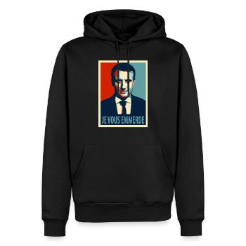je vous emmerde - Sweat à capuche Premium bio Homme - noir - Devant - Nico (187cm)