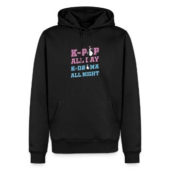 K-Pop All Day K-Drama All Night Funny K-Pop - Männer Premium Bio Hoodie - Schwarz - Vorne - Nico (187cm)