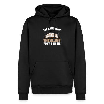 I'm Studying Theology Pray For Me Étudiant - Sweat à capuche Premium bio Homme - noir - Devant - Nico (187cm)