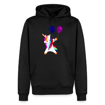 tamponner des licornes licorne avec des ballons - Sweat à capuche Premium bio Homme - noir - Devant - Nico (187cm)