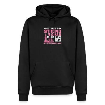 Oilfield Worker Wife Strong Woman Funny Oil Well - Men’s Premium Organic Hoodie - black - Front - Nico (187cm)