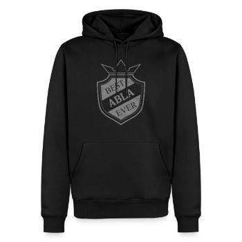 Abla - Männer Premium Bio Hoodie - Schwarz - Vorne - Nico (187cm)