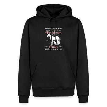Horses Solves Most Of My Problems Cats Solves The - Men’s Premium Organic Hoodie - black - Front - Nico (187cm)