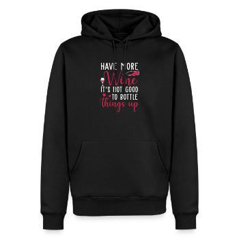 Have More Whine It's Not Good To Bottle Things Up - Sweat à capuche Premium bio Homme - noir - Devant - Nico (187cm)