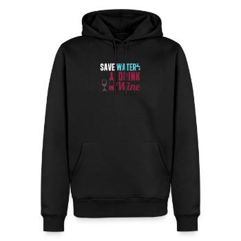 Save Water Drink Wine Funny Weingut For Winemaker - Männer Premium Bio Hoodie - Schwarz - Vorne - Nico (187cm)