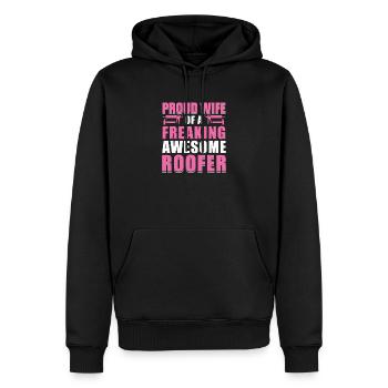 Fière épouse d'un super couvreur de toit expert - Sweat à capuche Premium bio Homme - noir - Devant - Nico (187cm)