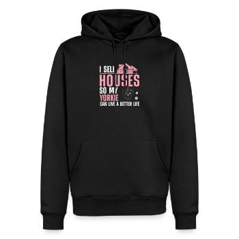 Ich verkaufe Häuser, damit mein Hund ein besseres - Männer Premium Bio Hoodie - Schwarz - Vorne - Nico (187cm)