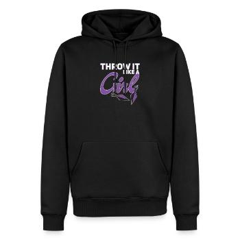 Throw Like A Girl Funny Knife Kunai Throw - Männer Premium Bio Hoodie - Schwarz - Vorne - Nico (187cm)