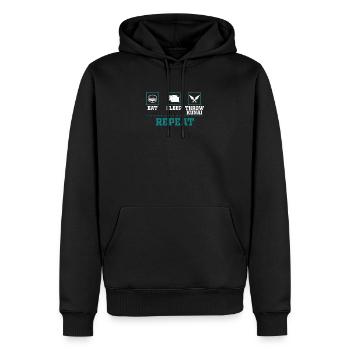 Eat Sleep Throw Repeat Funny Knife Kunai Throw - Männer Premium Bio Hoodie - Schwarz - Vorne - Nico (187cm)