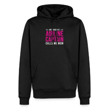 Mon pilote préféré m'appelle maman pour un amant - Sweat à capuche Premium bio Homme - noir - Devant - Nico (187cm)
