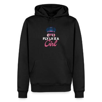 Chapeau de pilote amusant Fly Like A Girl pour - Sweat à capuche Premium bio Homme - noir - Devant - Nico (187cm)