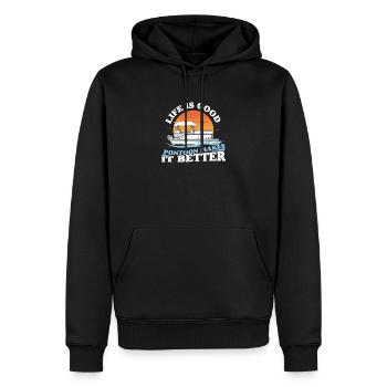 Life Is Good Funny Pontoon Sailing For Pontooning - Men’s Premium Organic Hoodie - black - Front - Nico (187cm)