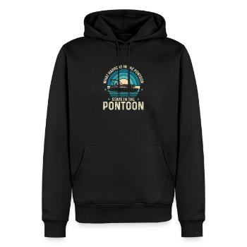 What Happens On The Pontoon Stays On The Pontoon - Männer Premium Bio Hoodie - Schwarz - Vorne - Nico (187cm)
