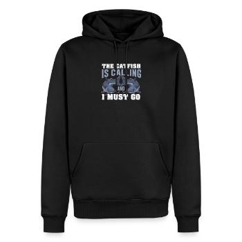 Humour de pêche amusant pour poissons de fond - Sweat à capuche Premium bio Homme - noir - Devant - Nico (187cm)