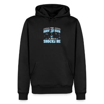 Die Regenzeit schockiert mich immer Lustiger Pool - Männer Premium Bio Hoodie - Schwarz - Vorne - Nico (187cm)