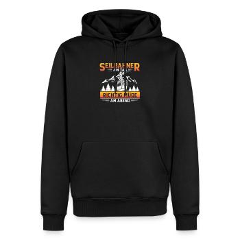 Seilbahner Am Tag Müde Am Abend Bergbahn Lustig - Männer Premium Bio Hoodie - Schwarz - Vorne - Nico (187cm)