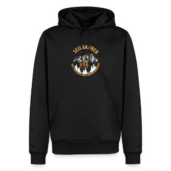 Seilbahner Weil Wanderer Auch Helden Brauchen - Männer Premium Bio Hoodie - Schwarz - Vorne - Nico (187cm)