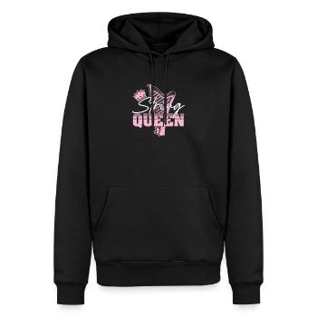 String Queen Lustiger Harfenist Harfenspieler - Männer Premium Bio Hoodie - Schwarz - Vorne - Nico (187cm)