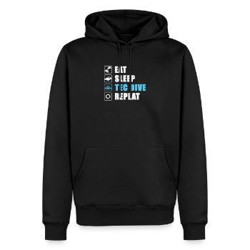 Eat Sleep Tec Dive Repeat Technisches Tauchen - Männer Premium Bio Hoodie - Schwarz - Vorne - Nico (187cm)