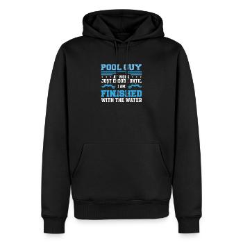 Funny Pool Guy Service „Fertig mit dem Wasser“ - Männer Premium Bio Hoodie - Schwarz - Vorne - Nico (187cm)
