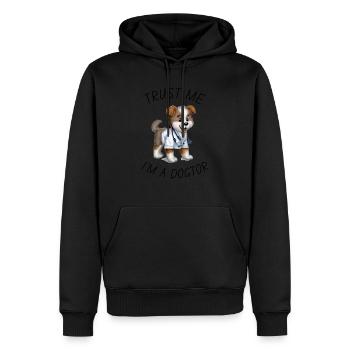 Fun motif for a doctor who loves dogs - Men’s Premium Organic Hoodie - black - Front - Nico (187cm)