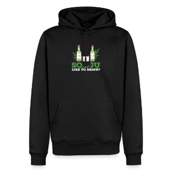 Soju Like To Drink? Lustiges koreanisches - Männer Premium Bio Hoodie - Schwarz - Vorne - Nico (187cm)
