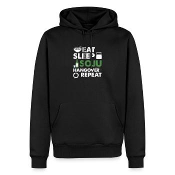 Eat Sleep Soju Hangover Repeat Boisson liqueur - Sweat à capuche Premium bio Homme - noir - Devant - Nico (187cm)