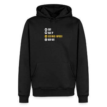 Eat Sleep Drôle Vermiculture Humour pour - Sweat à capuche Premium bio Homme - noir - Devant - Nico (187cm)