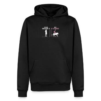 Your Girlfriend My Girlfriend Cheval à cheval - Sweat à capuche Premium bio Homme - noir - Devant - Nico (187cm)