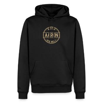 Bester Aaron Der Welt Funny Men's Name - Men’s Premium Organic Hoodie - black - Front - Nico (187cm)