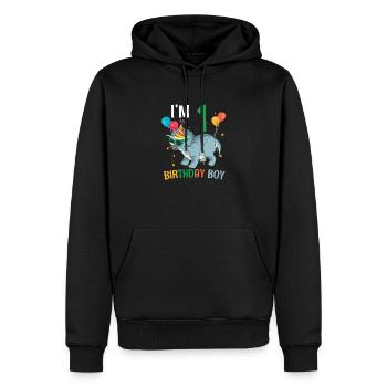 Je suis 1 anniversaire garçon tricératops 1 an 1er - Sweat à capuche Premium bio Homme - noir - Devant - Nico (187cm)