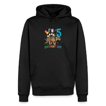 J’ai 5 ans Boy Stegosaurus 5 ans 5ème - Sweat à capuche Premium bio Homme - noir - Devant - Nico (187cm)