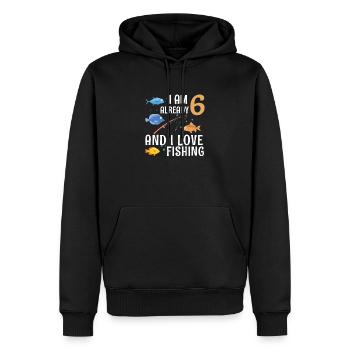 I Am Already 6 And I Love Fishing 6 Years Old 6th - Sweat à capuche Premium bio Homme - noir - Devant - Nico (187cm)
