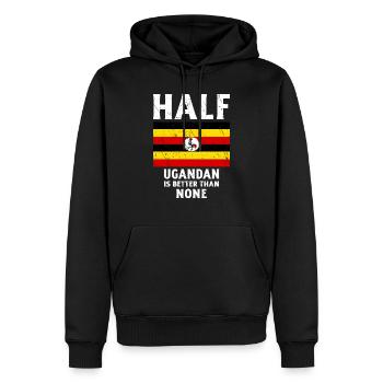 Der halbe Ugandan ist besser als keine Nationalfla - Männer Premium Bio Hoodie - Schwarz - Vorne - Nico (187cm)