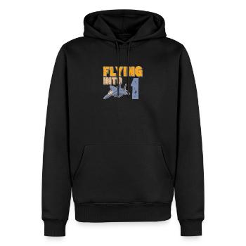 Voler dans 1 avion de chasse 1 an 1er anniversaire - Sweat à capuche Premium bio Homme - noir - Devant - Nico (187cm)
