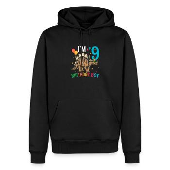 I'm 9 Birthday Boy Stegosaurus 9 Year Old 9th - Männer Premium Bio Hoodie - Schwarz - Vorne - Nico (187cm)