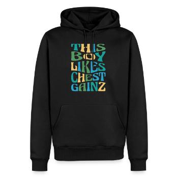 Un garçon aime Benchpress Funny Gym Quote - Sweat à capuche Premium bio Homme - noir - Devant - Nico (187cm)