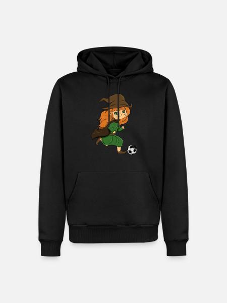 Cute Witch Playing Soccer - Men’s Premium Organic Hoodie - black
