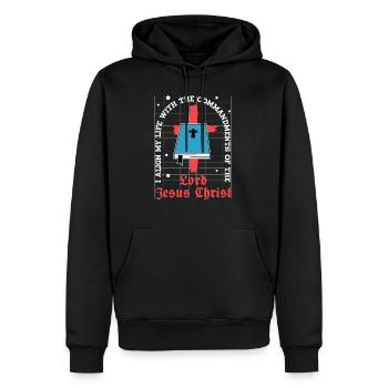Zitate zum Bibelstudium Jesu Christi - Männer Premium Bio Hoodie - Schwarz - Vorne - Nico (187cm)
