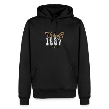 Millésime 1987 - Sweat à capuche Premium bio Homme - noir - Devant - Nico (187cm)