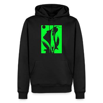 Illusion d’optique art psychédéliques formes rétro - Sweat à capuche Premium bio Homme - noir - Devant - Nico (187cm)